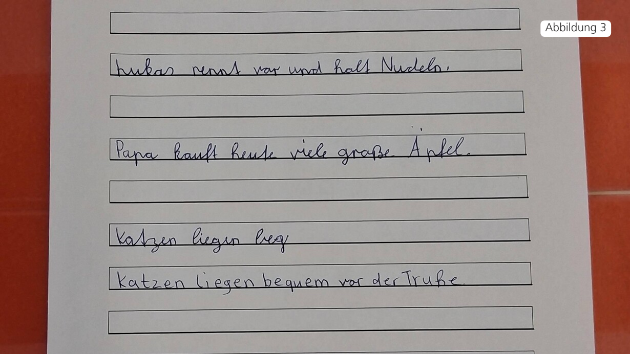 Schriftprobe mit einem Wechsel von verbundener Schrift zur Druckschrift